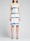Stella Mccartney Tie-dye Bleach Denim Button-front Dress In 4502 Indigo