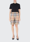 BURBERRY TAWNEY CHECK MULBERRY SILK BERMUDA SHORTS