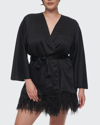 Rya Collection Swan Feather-hem Robe, Inclusive Sizing In Champagne
