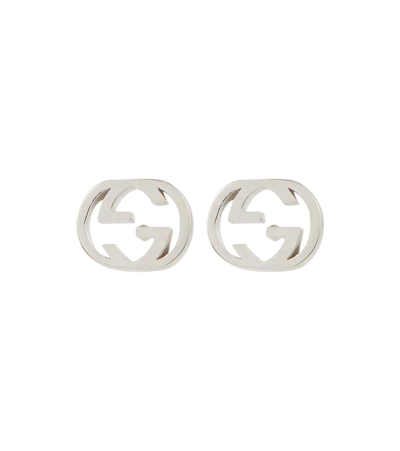 Gucci Interlocking 18k White Gold Earrings In Metallic