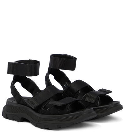 Alexander Mcqueen Sporty Triple-grip Hiking Sandals In Nero