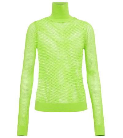 Balenciaga Mesh Turtleneck Sweater In Green