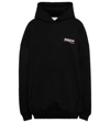 Balenciaga Embroidered Printed Cotton-jersey Hoodie In Black