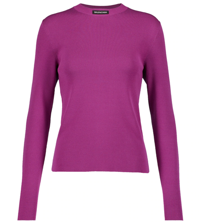 Balenciaga Logo Sweater In Purple