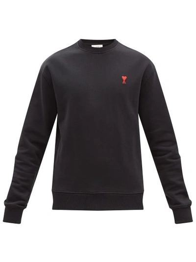 Ami Alexandre Mattiussi Ami De Caur-logo Cotton-jersey Sweater In Black