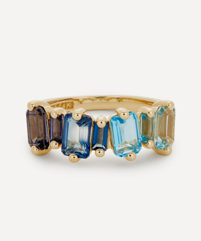 Suzanne Kalan 14ct Gold Multi-stone Emerald And Baguette Cut Ring