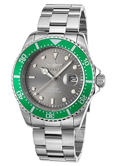 Invicta Pro Diver Grey Dial Stainless Steel Mens Watch 22021 In Green / Grey