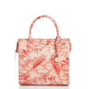 Brahmin Small Caroline Croc Embossed Leather Satchel In Pinkflamingo