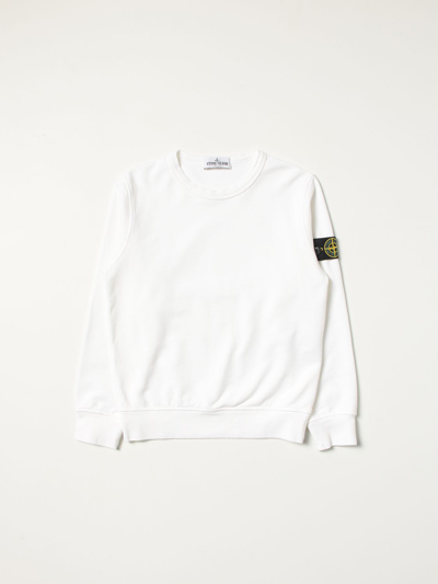 Stone Island Junior Kids' Cotton Sweatshirt With Logo In White