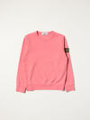 Stone Island Junior Kids' Pink Cotton Sweatshirt With Logo