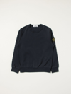 Stone Island Kids' Cotton Sweatshirt With Logo In Navy