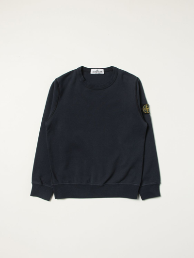 Stone Island Junior Kids' Cotton Sweatshirt With Logo In Navy