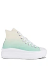 Converse Chuck Taylor All Star Hi Move Ombre Canvas Platform Sneakers In Egret/light Dew-white In Teal
