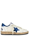 Golden Goose Ball Star Sneakers In White Leather In White
