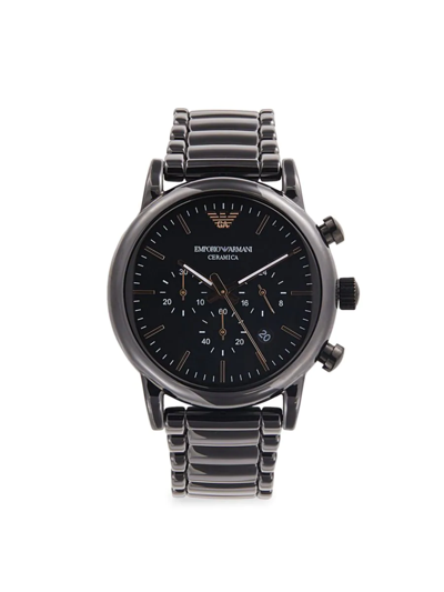 Emporio Armani Men's Black Stainless Steel Chronograph Bracelet Watch