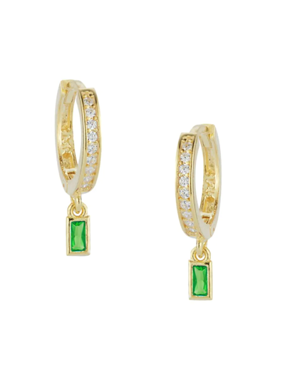Chloe & Madison Women's 14k Goldplated Sterling Silver & Cubic Zirconia Huggie Earrings