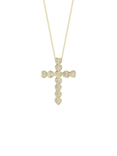 Chloe & Madison Women's 14k Goldplated Sterling Silver & Cubic Zirconia Religious Cross Pendant Necklace