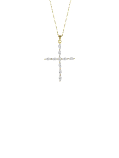 Chloe & Madison Women's 14k Goldplated Sterling Silver & Cubic Zirconia Religious Cross Pendant Necklace