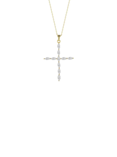 Chloe & Madison Chloe And Madison Women's 14k Goldplated Sterling Silver & Cubic Zirconia Religious Cross Pendant Ne