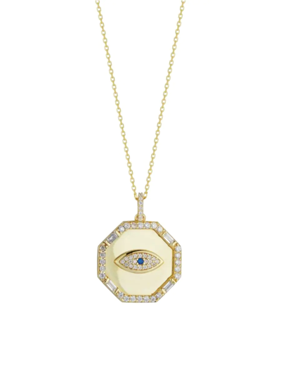 Chloe & Madison Women's 14k Goldplated Sterling Silver & Cubic Zirconia Evil Eye Pendant Necklace
