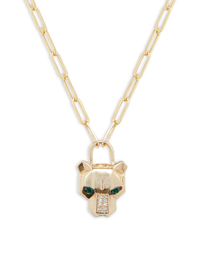 Effy Women's 14k Yellow Gold, Emerald & Diamond Panther Pendant Necklace