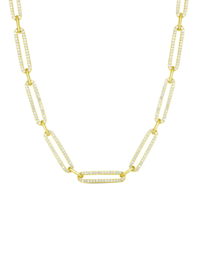 Chloe & Madison Women's 14k Goldplated Sterling Silver & Cubic Zirconia Paperclip Chain Choker Necklace