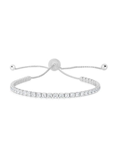 Chloe & Madison Women's Rhodium Plated Sterling Silver & Cubic Zirconia Bolo Tennis Bracelet