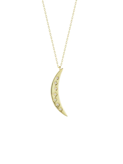Chloe & Madison Women's 14k Yellow Goldplated Sterling Silver & Cubic Zirconia Moon Pendant Necklace