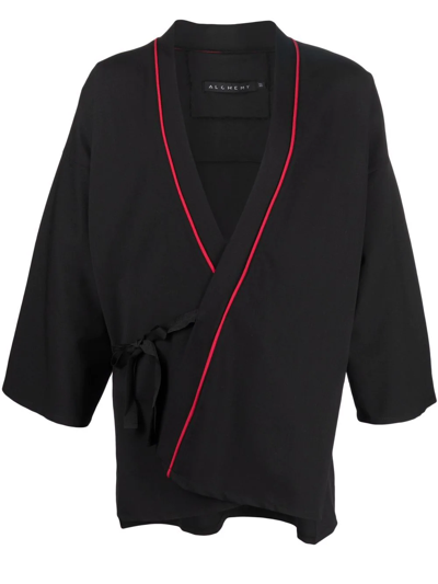 Alchemy Wrap Tie-waist Jacket In Schwarz