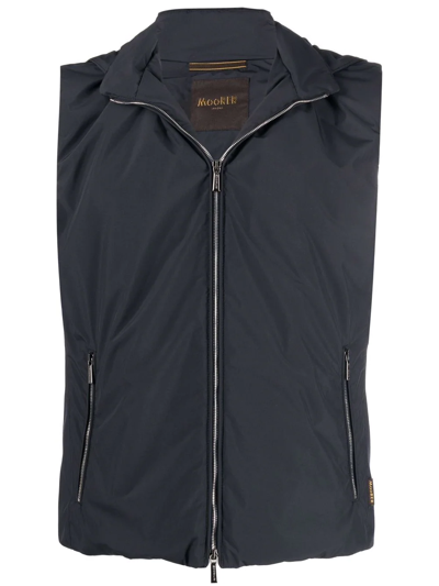 Moorer High-neck Hooded Gilet In Blau