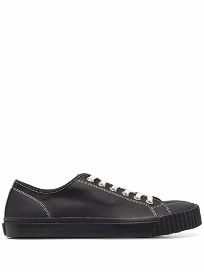 Maison Margiela Slipt-toe Leather Sneakers In Black