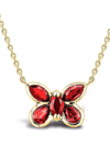 PRAGNELL 18KT YELLOW GOLD RUBY BUTTERFLY PENDANT NECKLACE