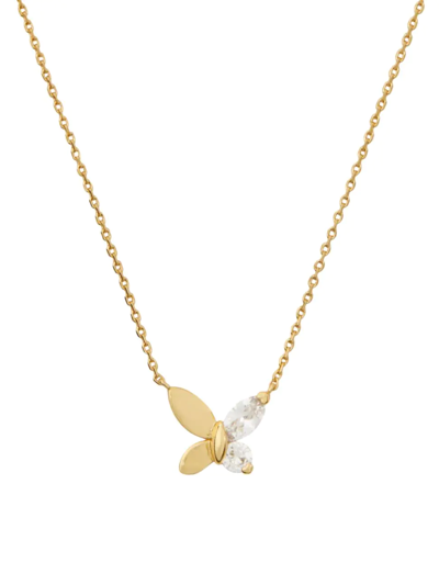 Kate Spade Women's Social Butterfly Goldtone Cubic Zirconia Mini Pendant Necklace In White/gold