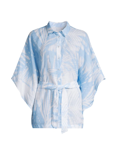 120% Lino Acid-washed Linen Shirt In Palm Print