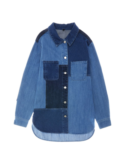 Helmut Lang Pieced Patchwork Denim Jacket In Blue