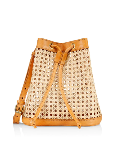 Bembien Women's Benna Rattan & Leather Bucket Bag In Natural,caramel