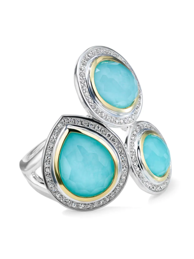 Ippolita Women's 2t Rock Candy 3-stone 18k Gold, Sterling Silver, Turquoise & Diamond Ring