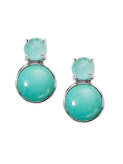 Ippolita Women's 925 Rock Candy Luce Small Snowman Sterling Silver, Amazonite & Turquoise Post Earrings In Onyx Triplet And