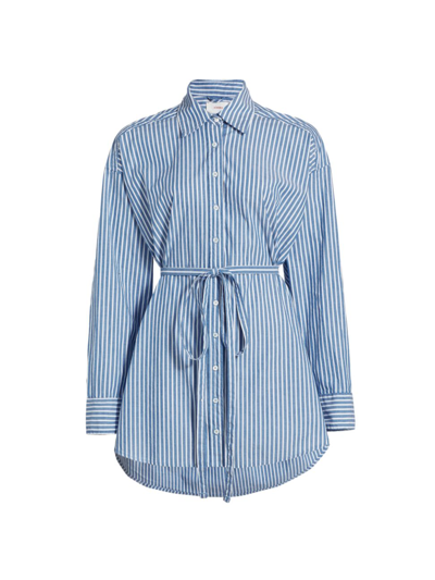 Xirena Roxy Longline Button-front Shirt In Blue | ModeSens