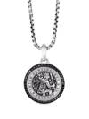 David Yurman Men's Sterling Silver St. Christopher Medallion Amulet With Pave Black Diamonds