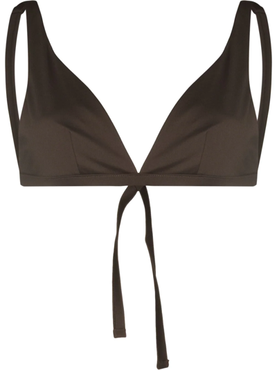 Asceno Cannes V-neck Bikini Top In Brown