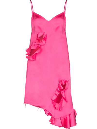 Marques' Almeida Cut-out Slip Dress With Flounces In Pink