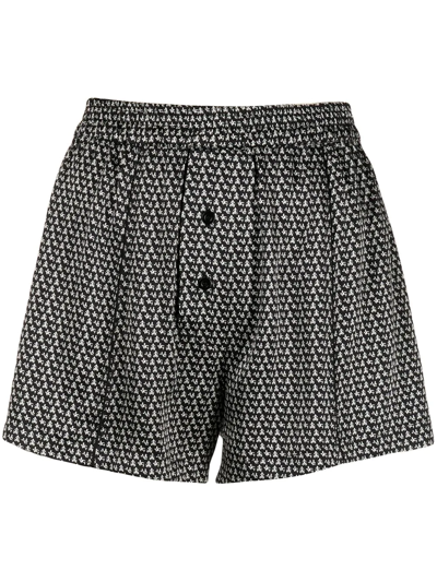 Kiki De Montparnasse Moi Et Toi Patterned Shorts In Grey