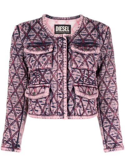 Diesel Grey De-velop-fs Denim Jacket In Pink