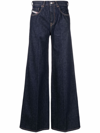 Diesel Logo-patch Wide Leg Jeans In Blau
