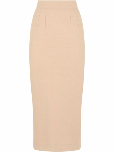 Dolce & Gabbana High-waisted Fitted Pencil Skirt In Nude