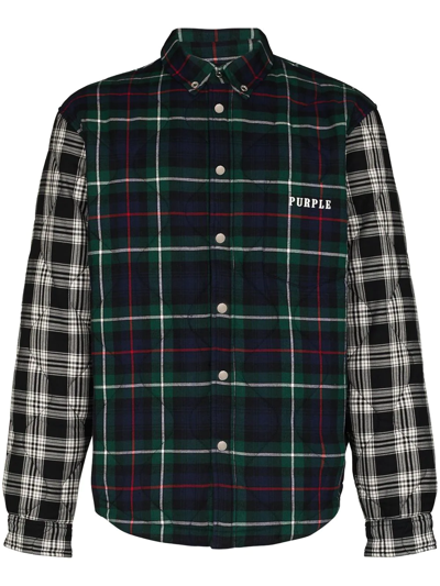 Purple Brand Plaid Logo Quilted Shirt In Grün