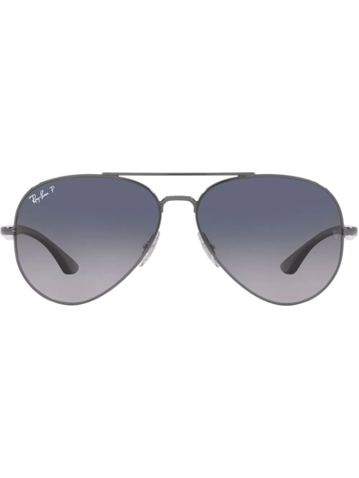 Ray Ban Ray-ban Unisex Original Brow Bar Aviator Sunglasses, 58mm In Silver/crystal Gradient Light Blue