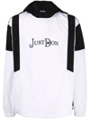 JUST DON LOGO-EMBROIDERED TWO-TONE HOODIE