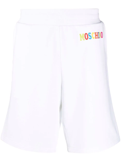 Moschino Logo-print Organic Cotton Shorts In White